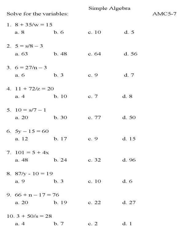 14 best images of pre algebra 7th grade math worksheets ...