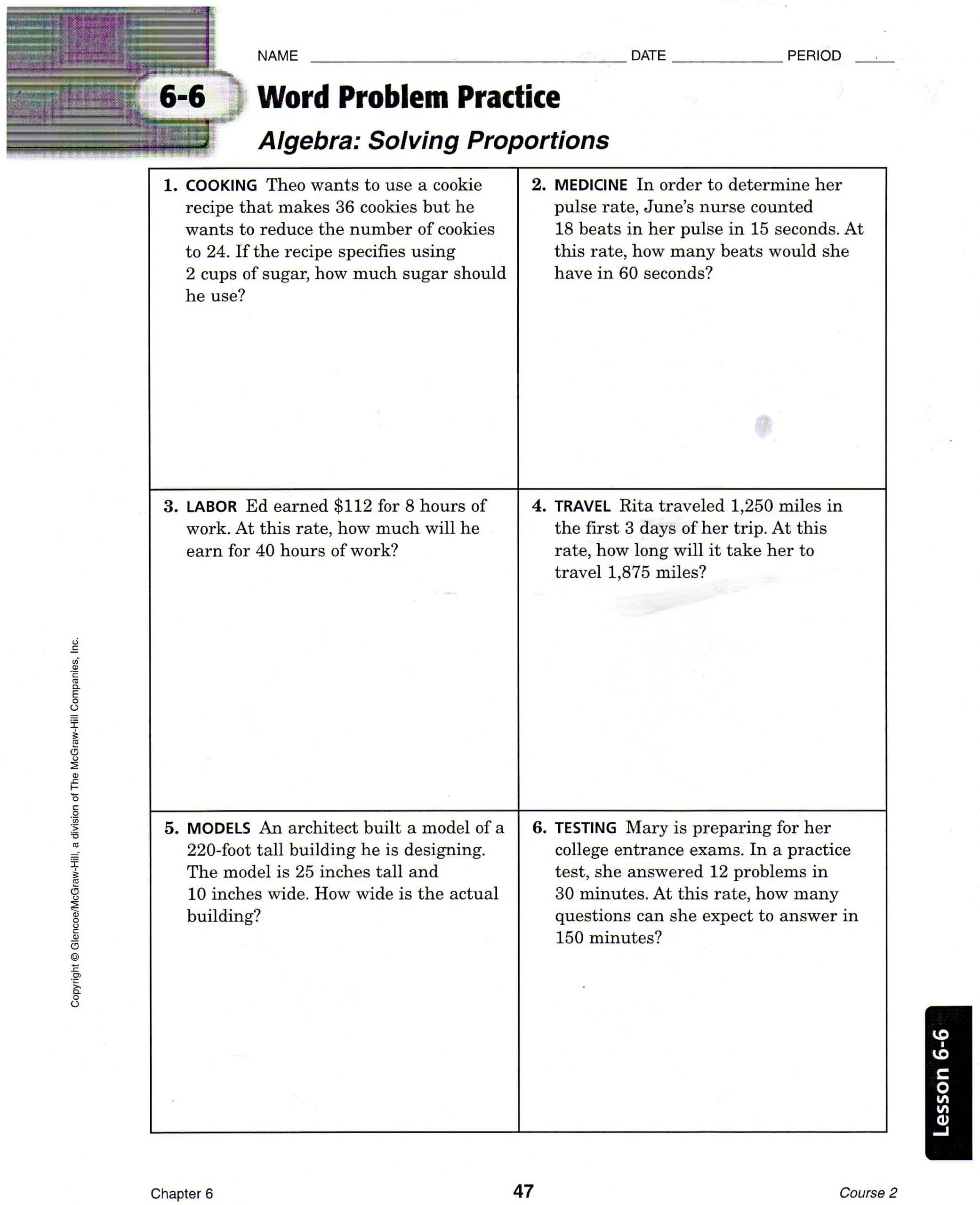 34 Course 2 Chapter 1 Ratios And Proportional Reasoning Worksheet ...
