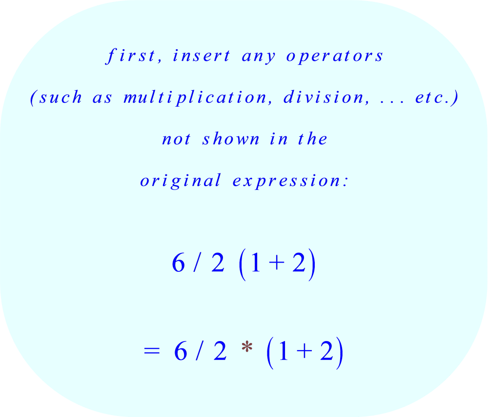 6/2(1+2)=9 apply order of operations