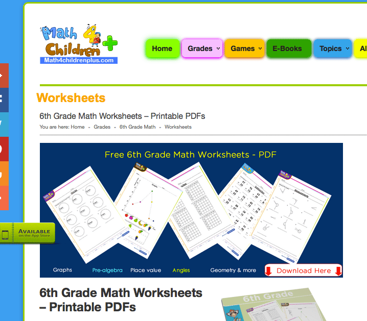 6th grade math worksheets, games, problems, and more!