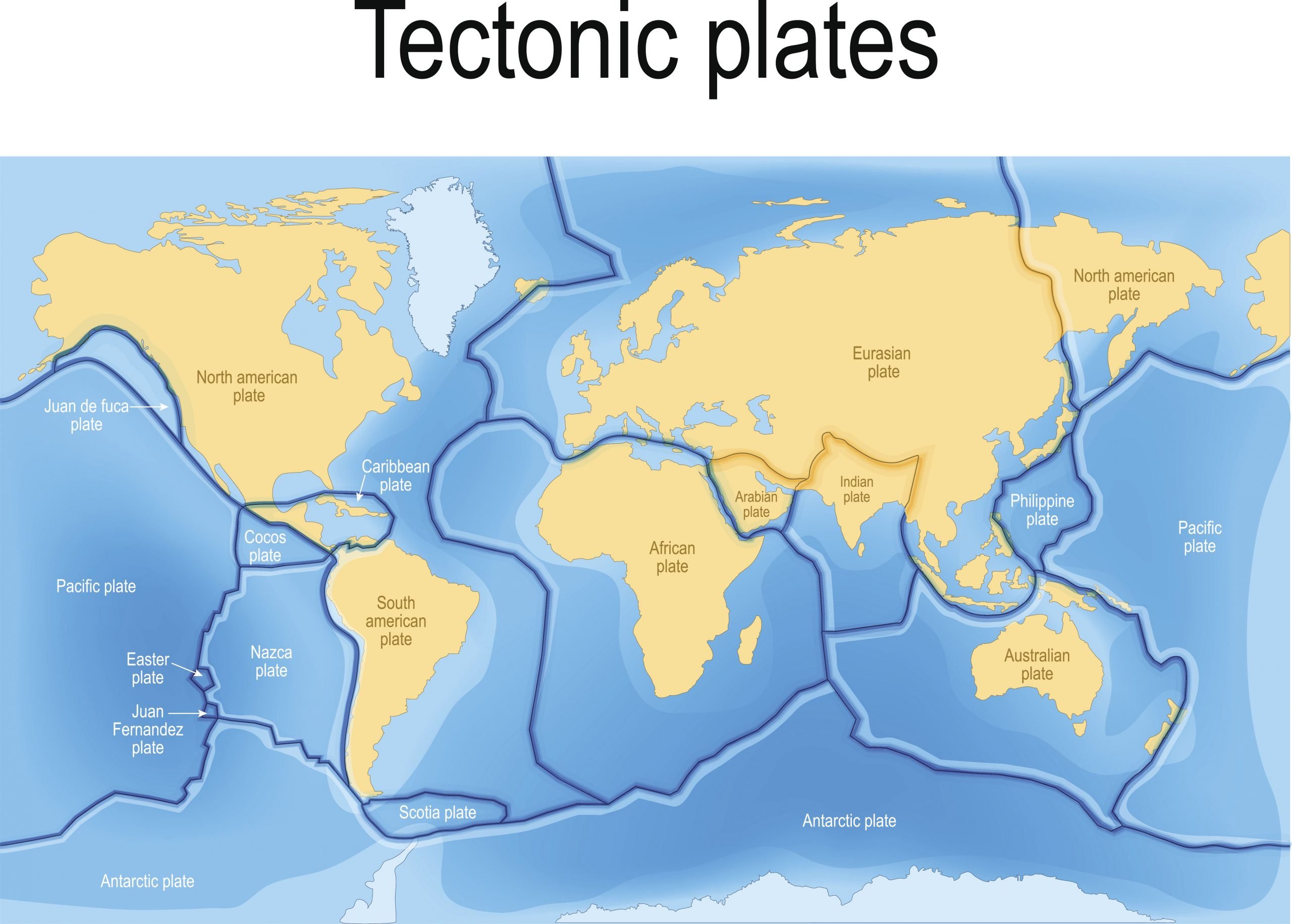 A Map of Tectonic Plates and Their Boundaries