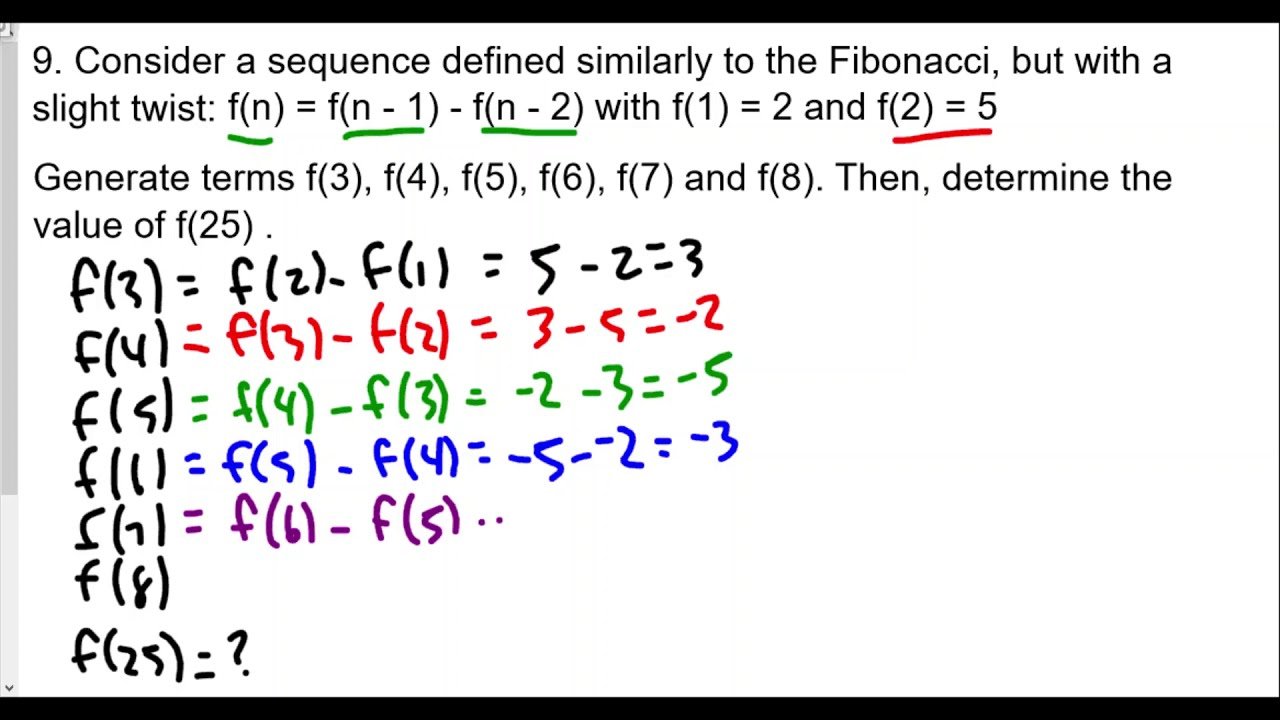 Algebra 2 Series and Sequences Lesson 1 Sequences HW ...