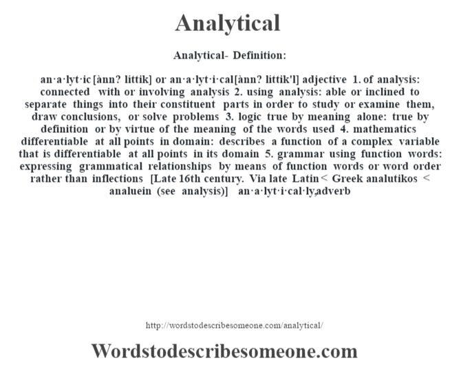 What Does Analytical Mean In Reading