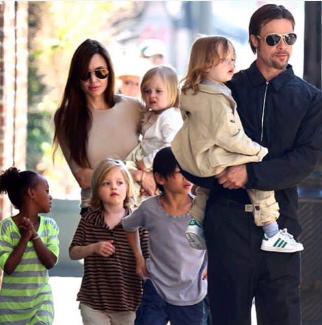 Angelina and her family. Note that she has 3 biological children and 3 ...