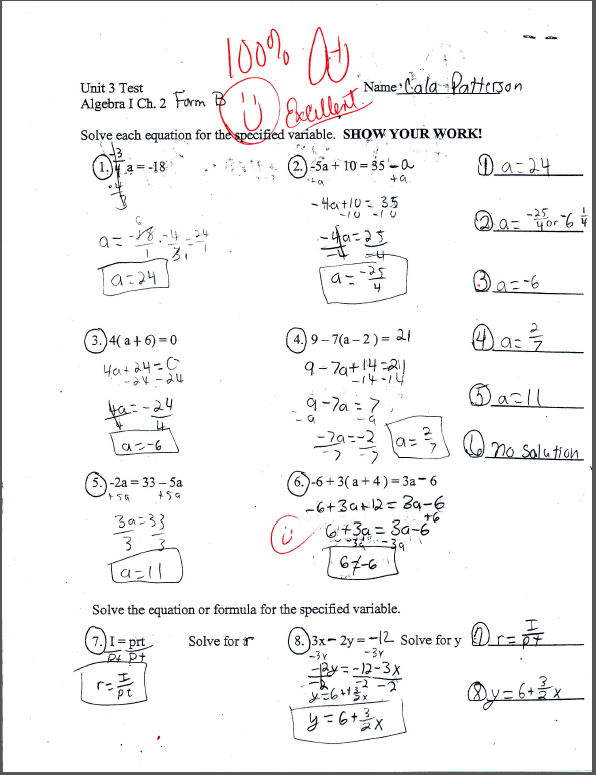 Bestseller: Algebra 1 Test And Answers