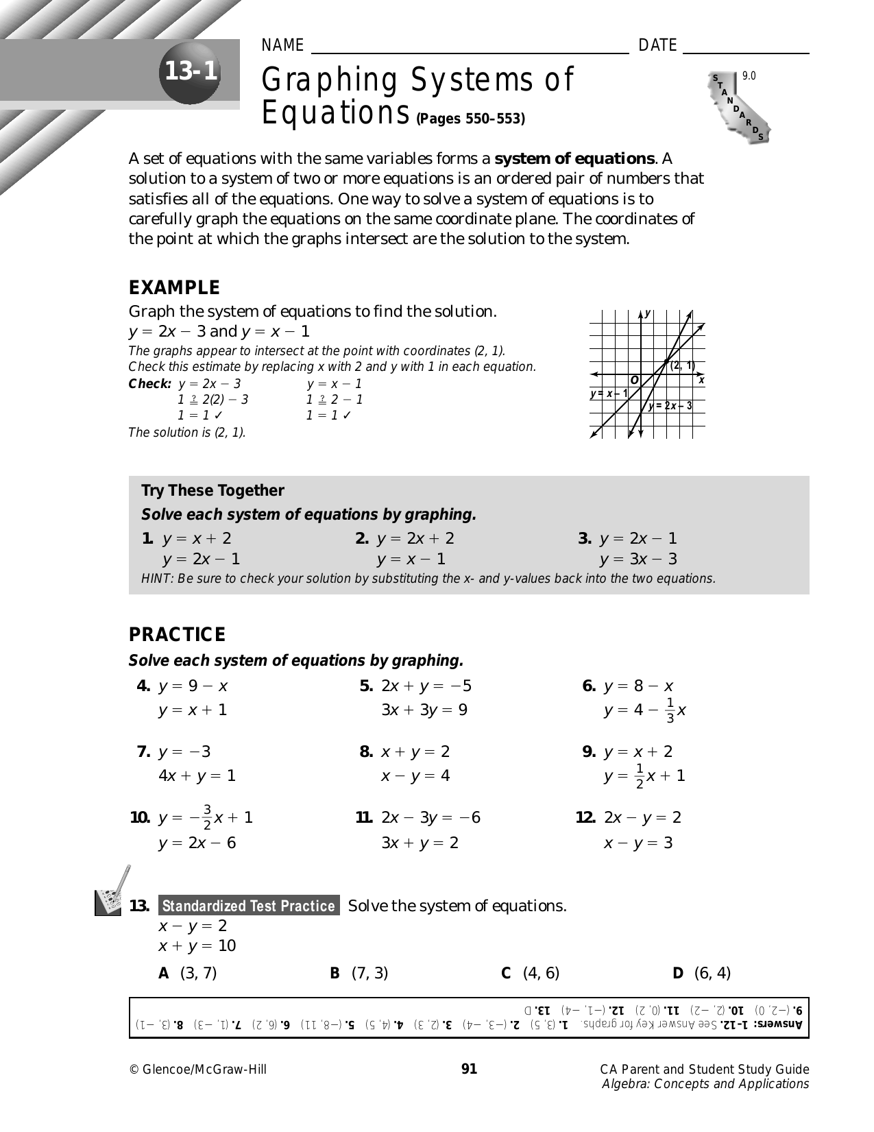 Bestseller: Glencoe Algebra 1 Chapter 6 Test Answer Key