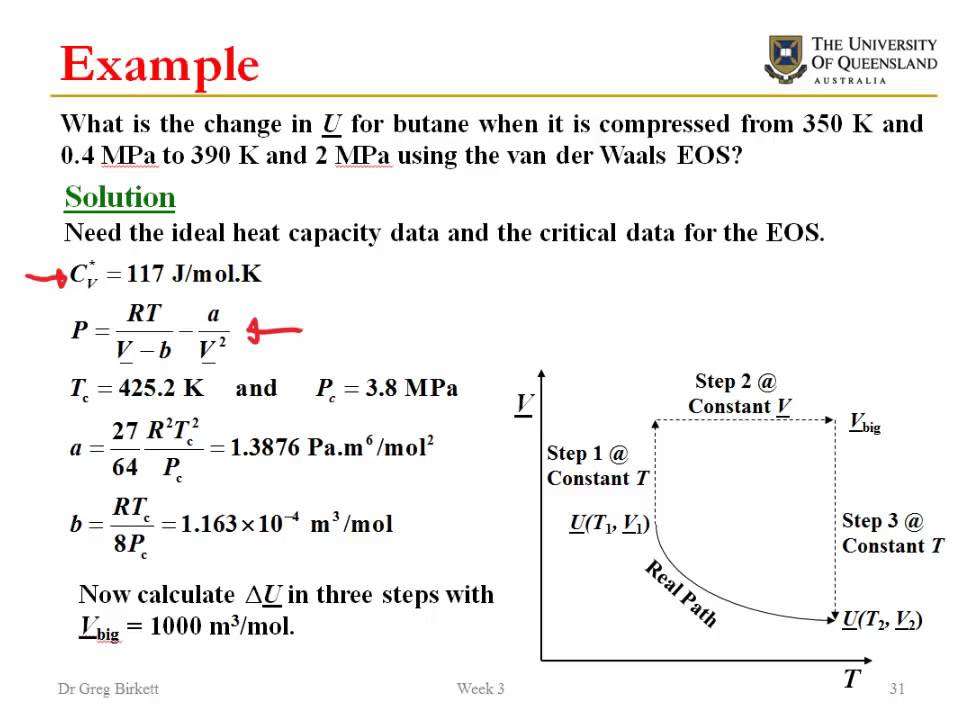 Calculating changes in internal energy from equations of ...
