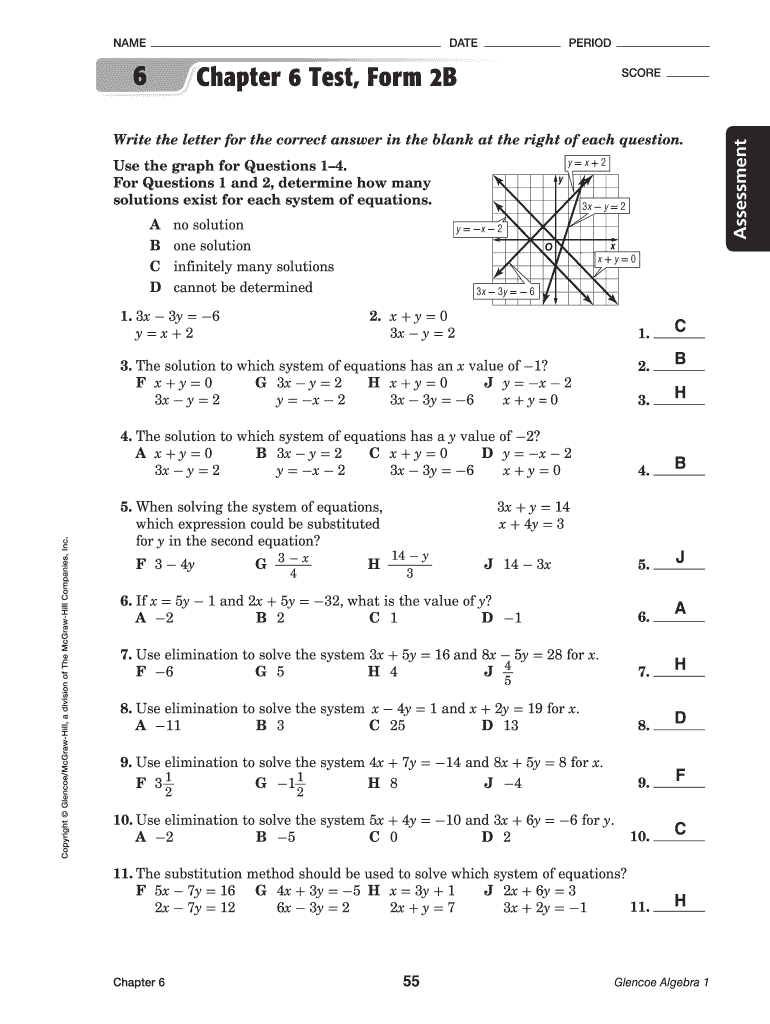 Chapter 6 Test Form 1 Algebra 2 Answers