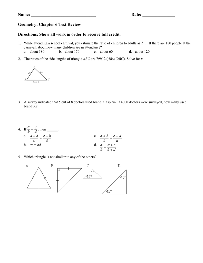 Chapter 6 Test Review (With Answers)