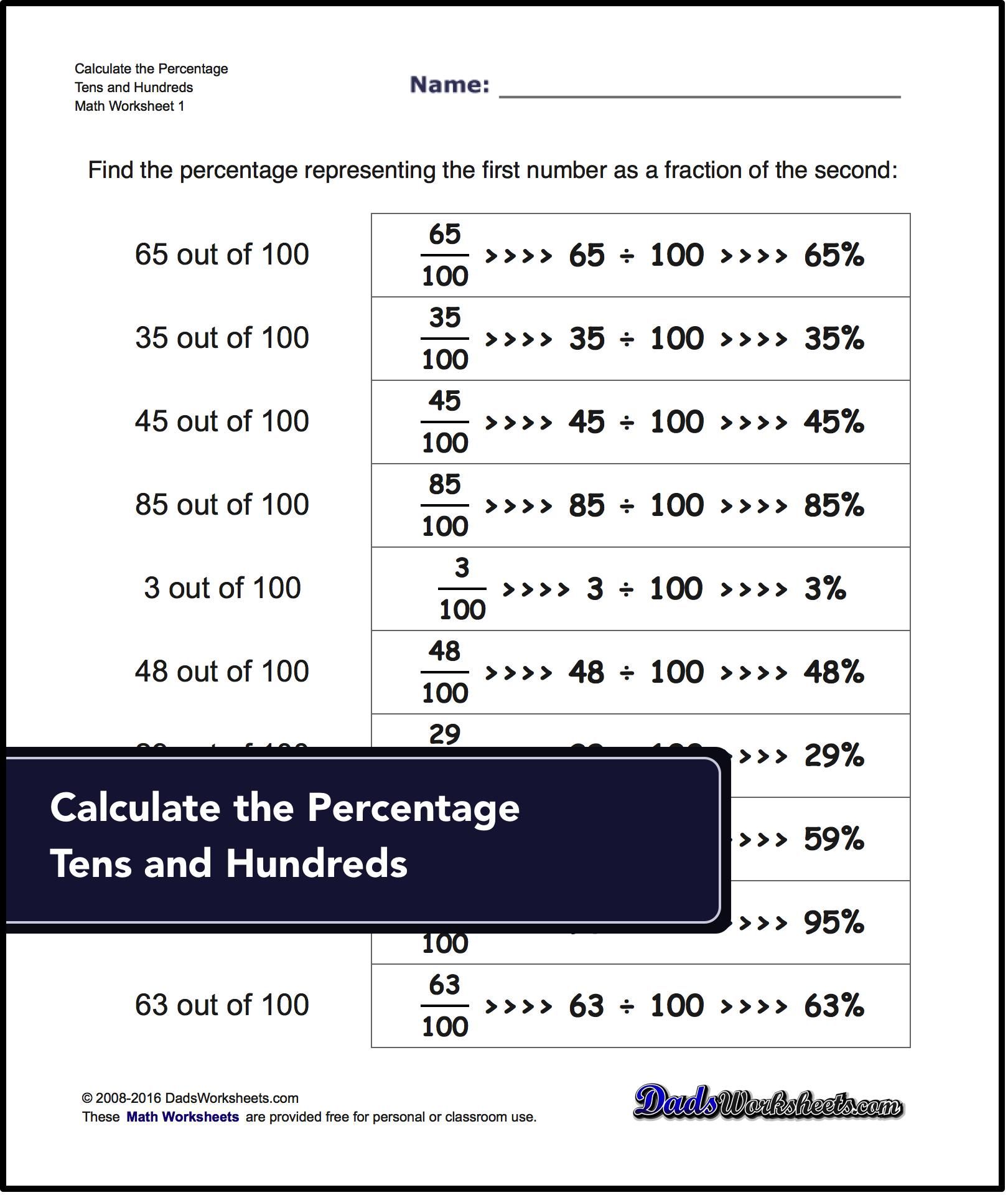 Check this out! Free math worksheets for Percentages problems with ...