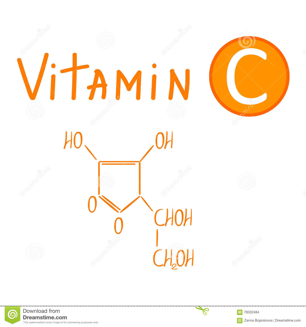 Chemical Formula Of Vitamin C Stock Vector