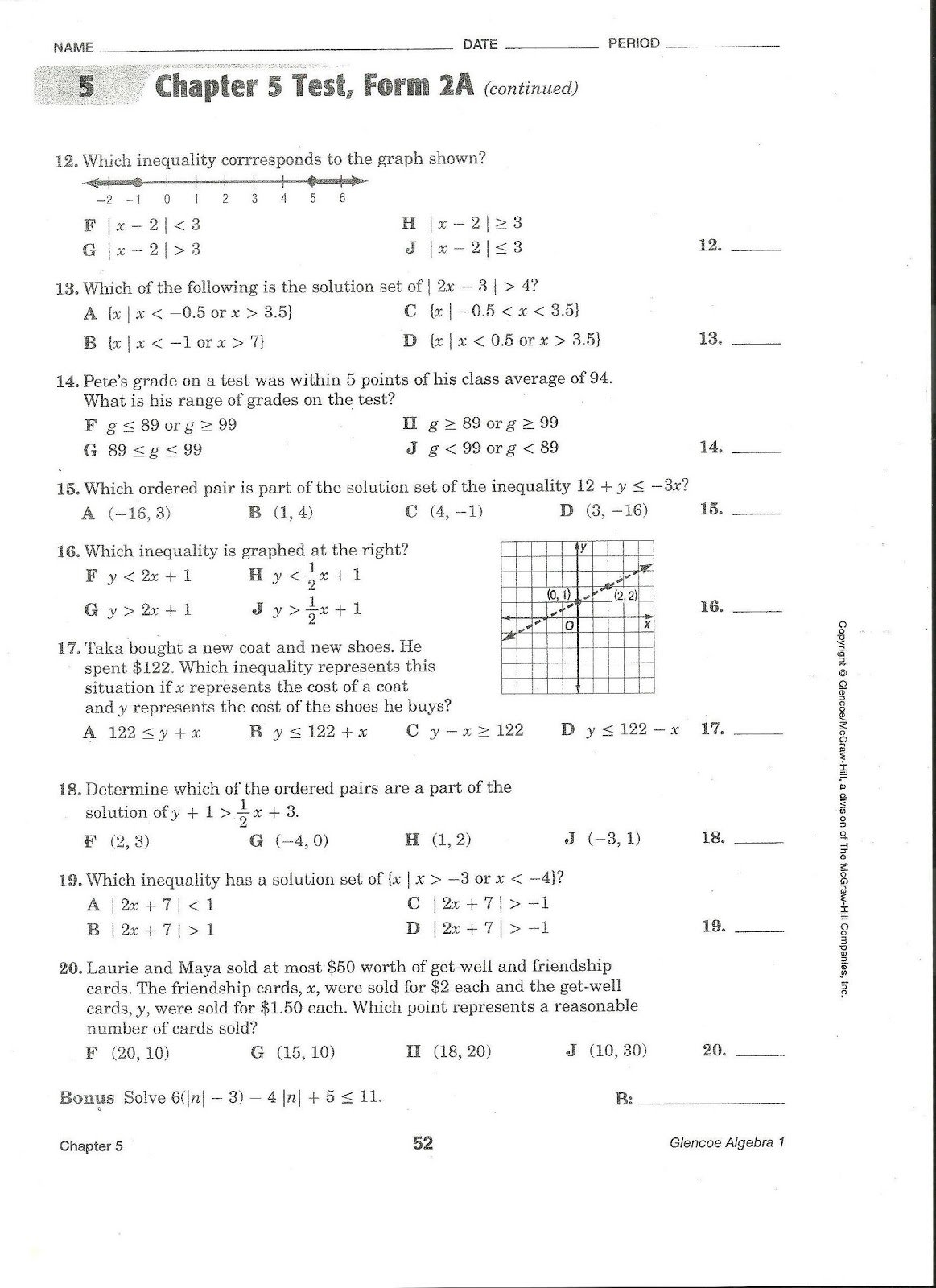 Chapter 7 Test Form 2a