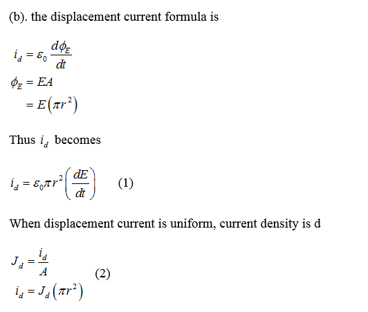 Displacement Current In Capacitor Formula