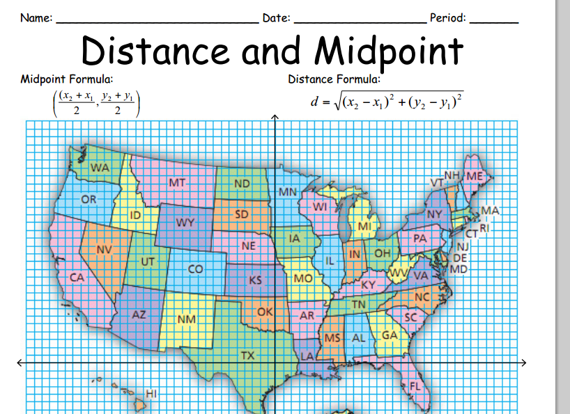 Distance and midpoint practice activity from http ...
