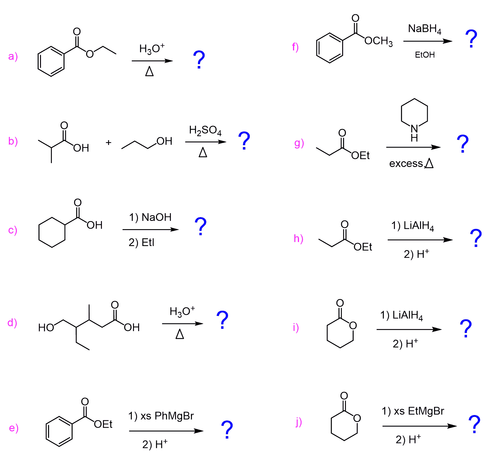 Ester Reactions Summary and Practice Problems