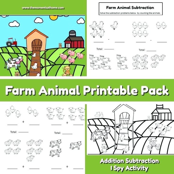 farm animal addition and subtraction worksheets the moments at home ...