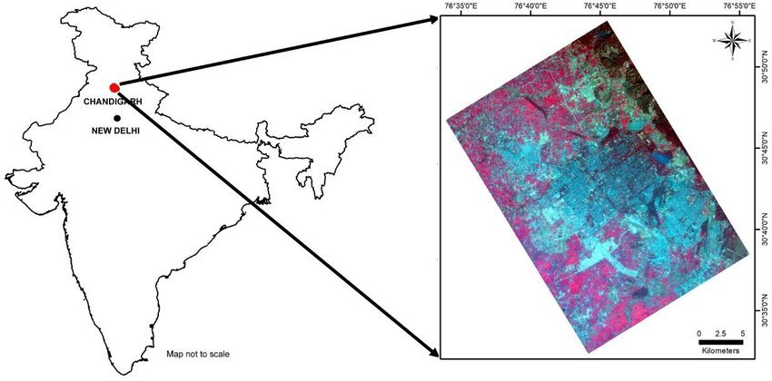 Geographic location and Landsat OLI image (FCC: R = NIR, G ...