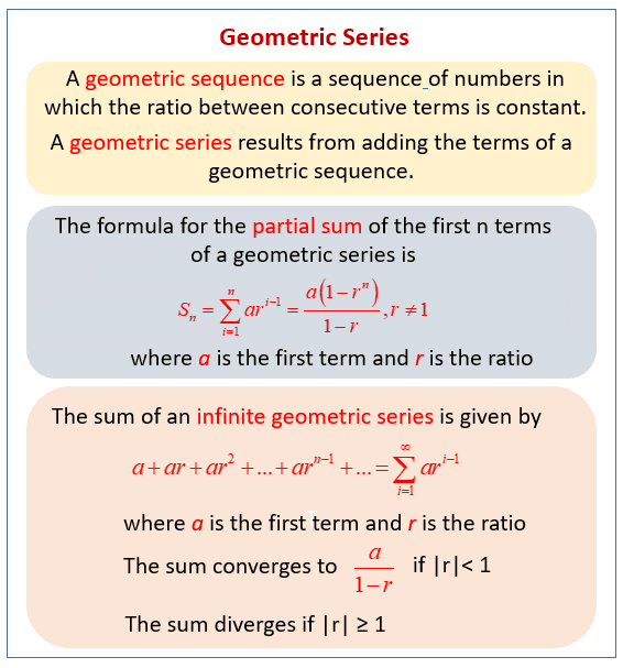 Geometric Series (examples, solutions, videos, worksheets, games ...