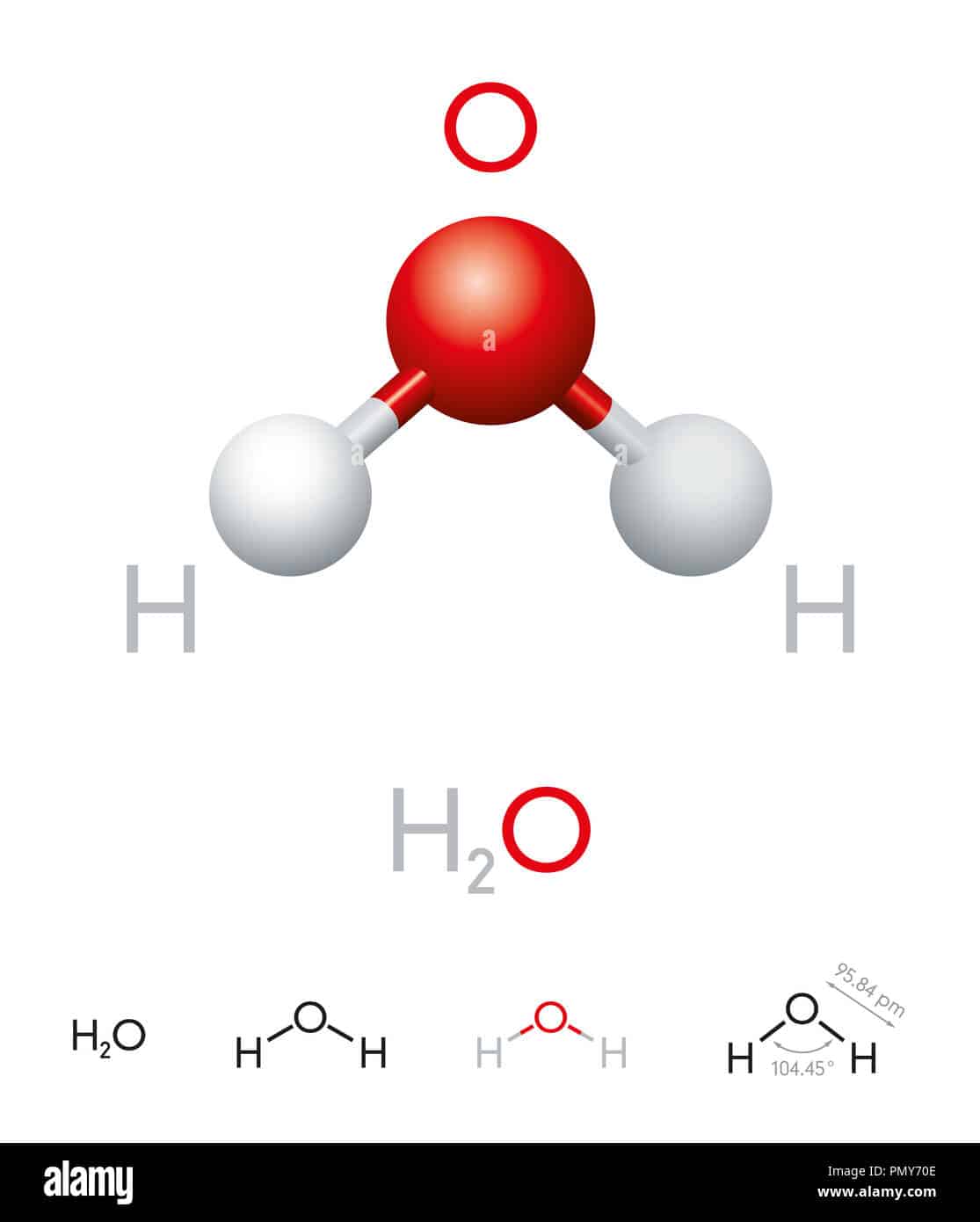 H2O. Wassermolekül Modell, die chemische Formel, Kugel
