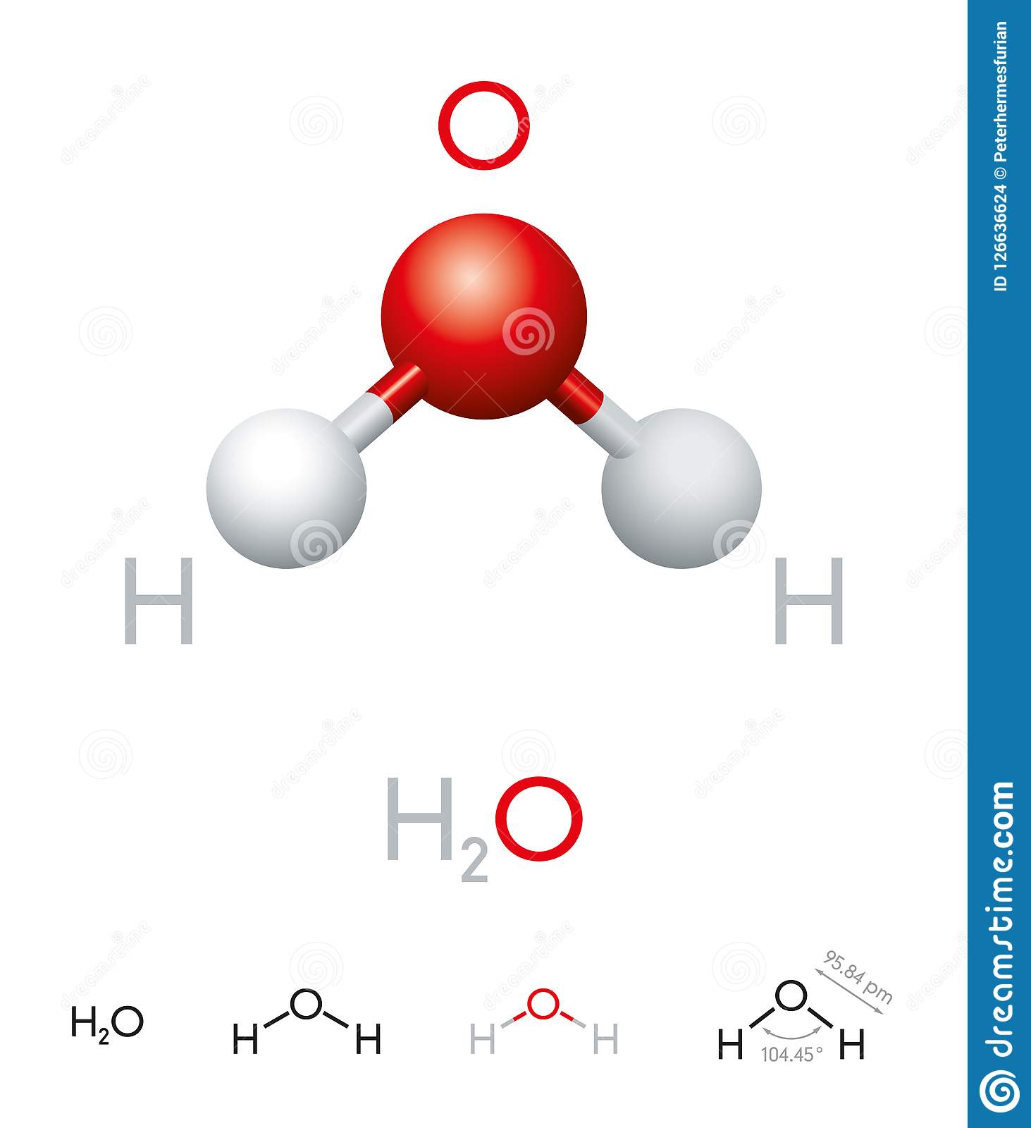 H2O Water Molecule Model And Chemical Formula Stock Vector ...