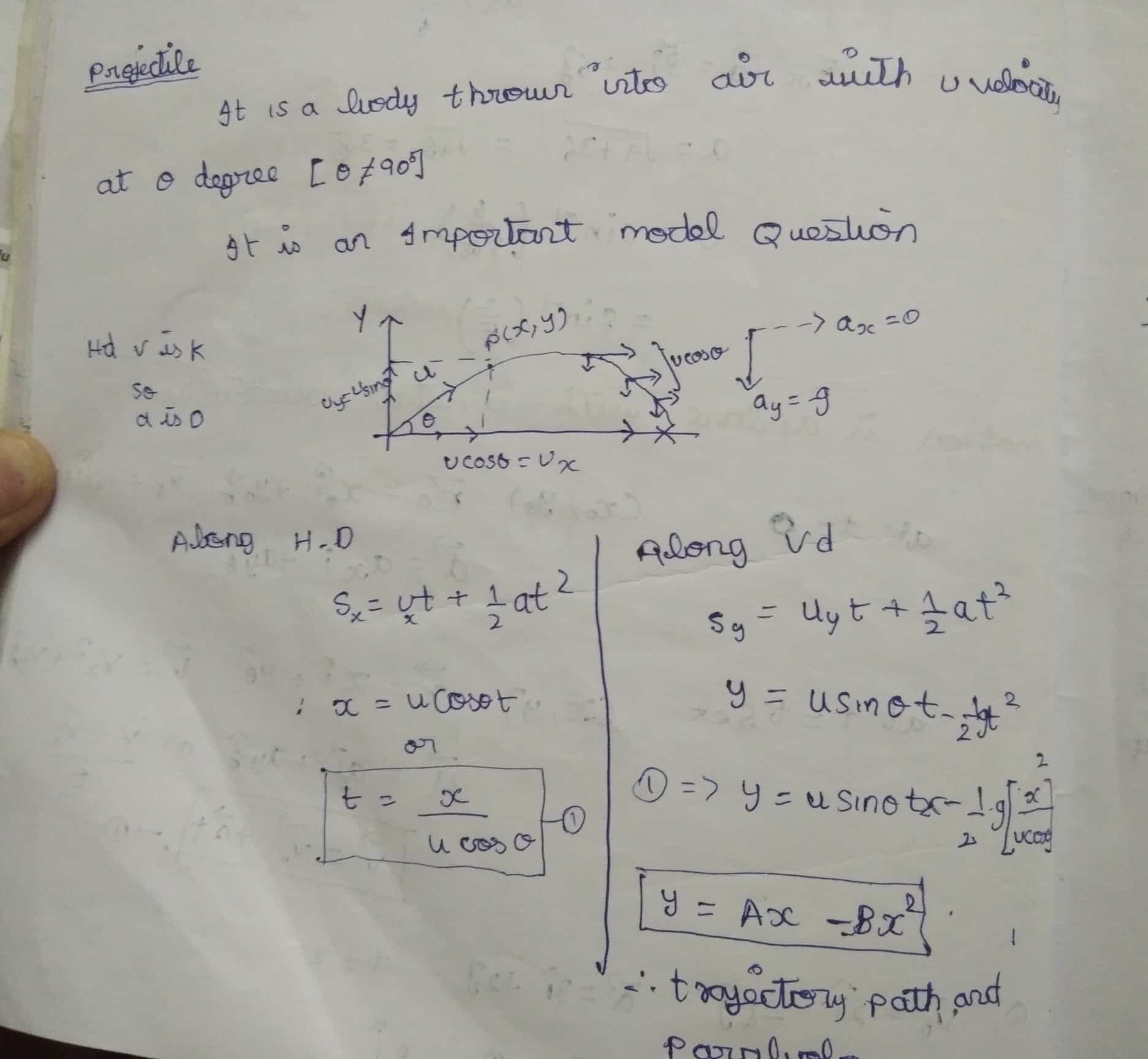 how to find equation of trajectory?