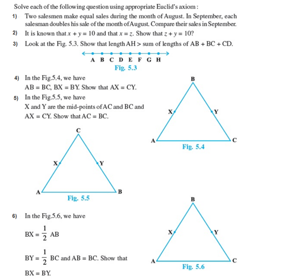 Important questions for class 9 maths Chapter 5 Introduction to Euclid ...