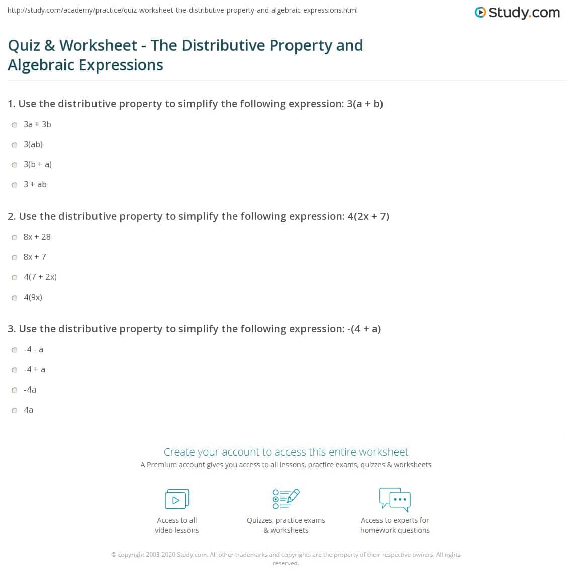 Lesson 6 Skills Practice The Distributive Property Answers