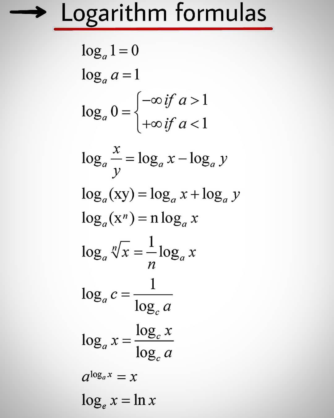 Logarithm formulas. . #symbol #symbols #mathematics #maths # ...