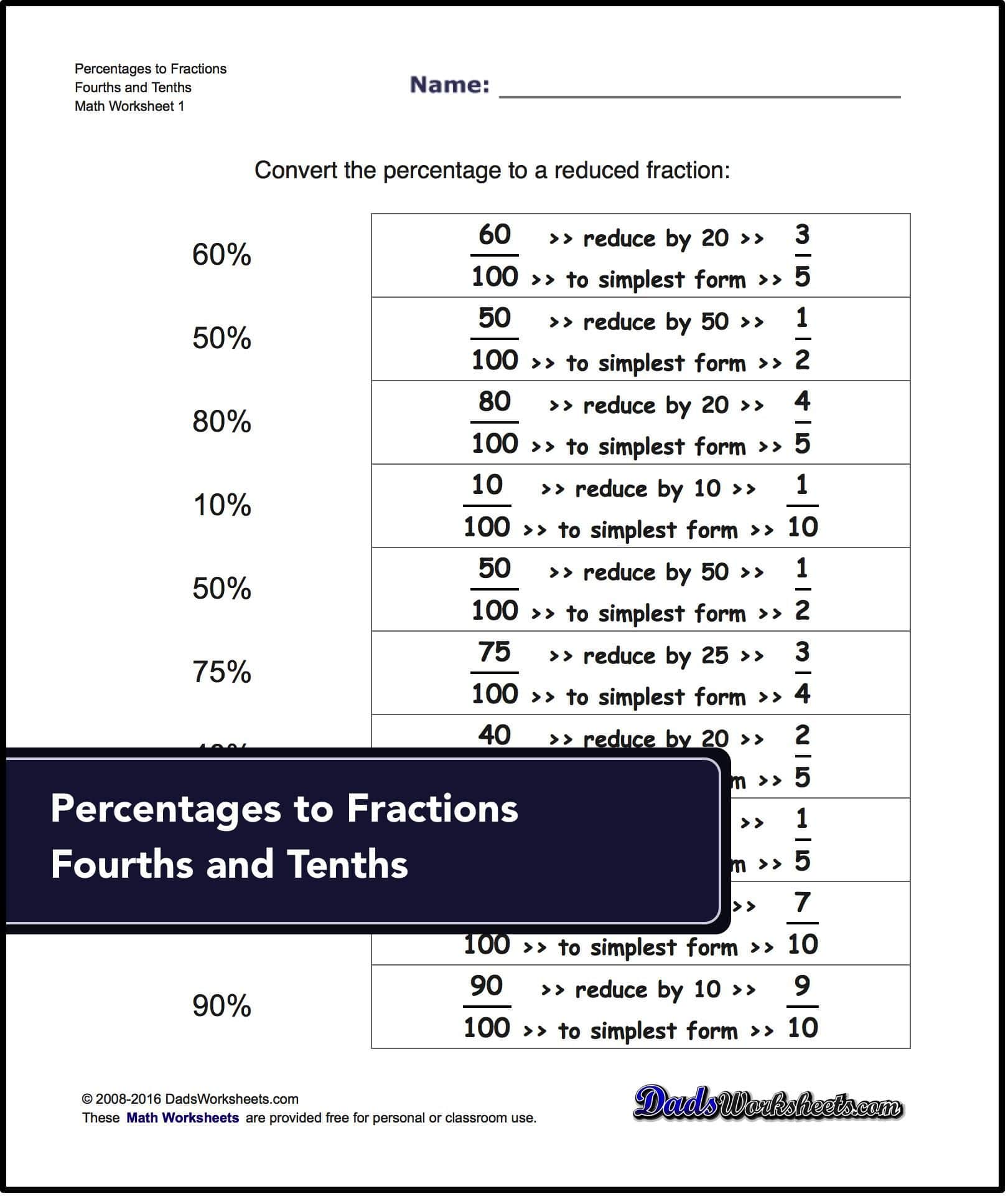 Math Percentages Worksheets Printable