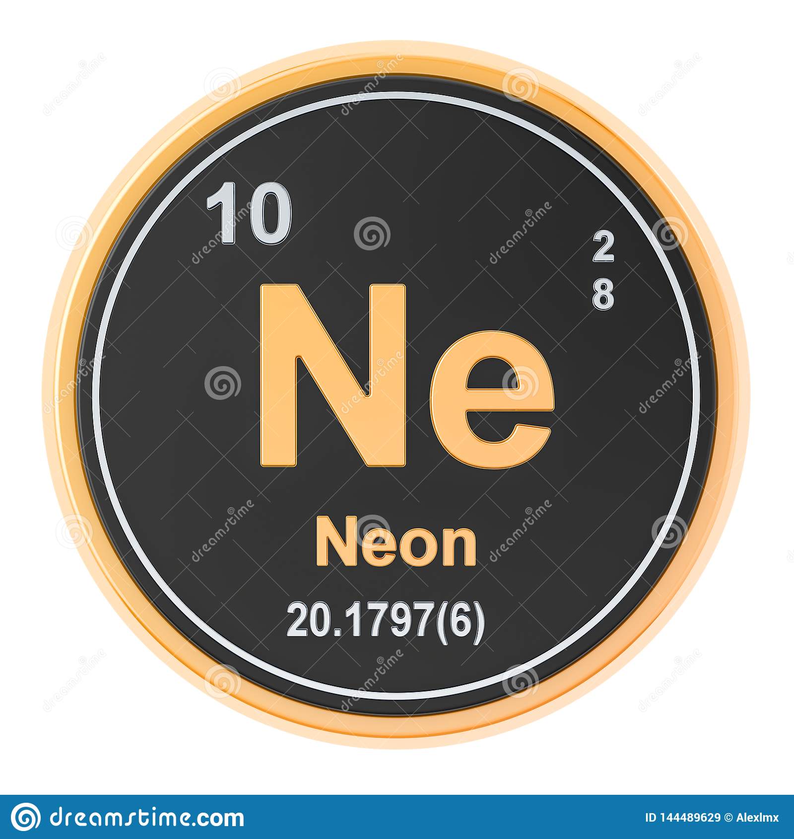 Neon Ne Chemical Element. 3D Rendering Stock Illustration ...