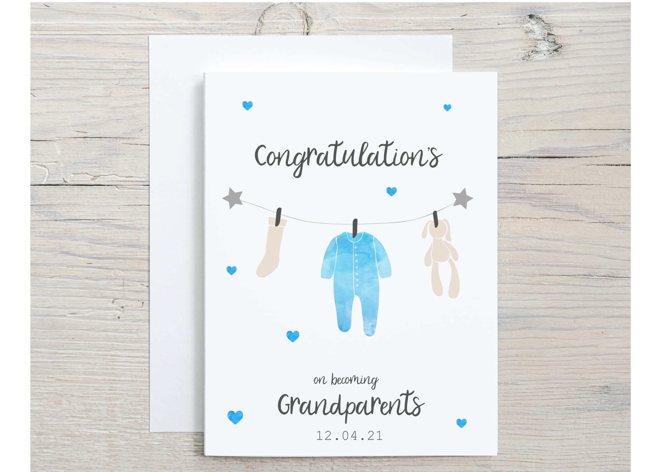 New Baby Card For Grandparents New Grandparents Card Birth ...