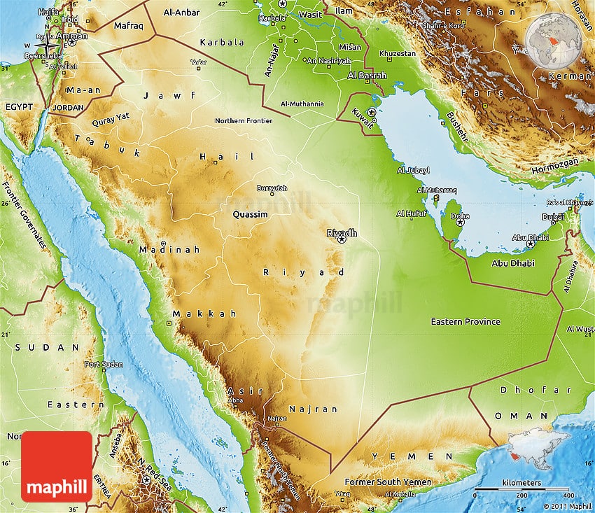 Physical Map of Saudi Arabia