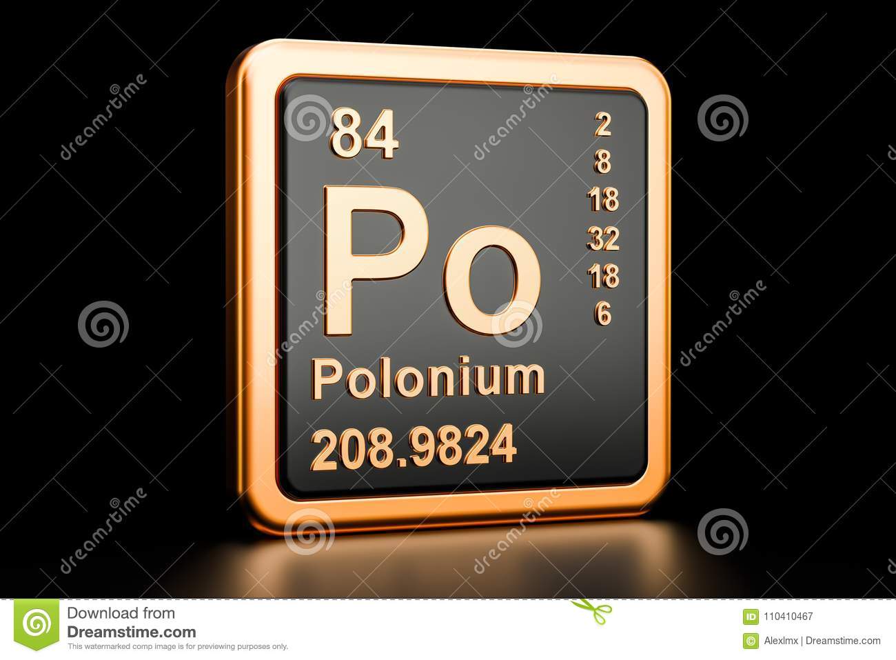 Polonium Po Chemical Element. 3D Rendering Stock ...