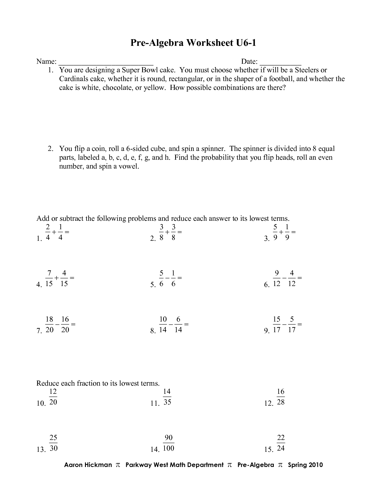Pre Algebra Lessons For 7th Grade
