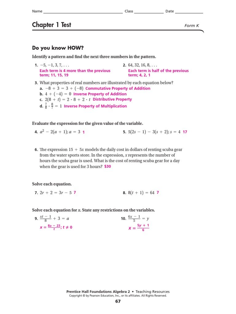 Prentice Hall Algebra Two Answers