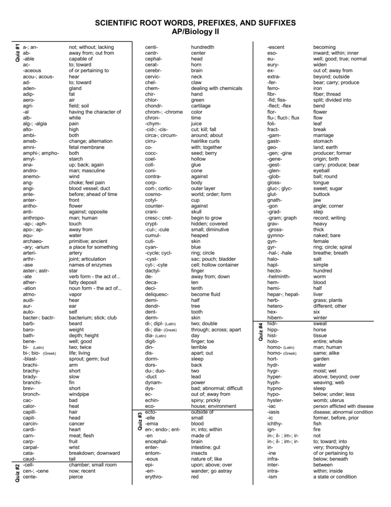 Root Word List