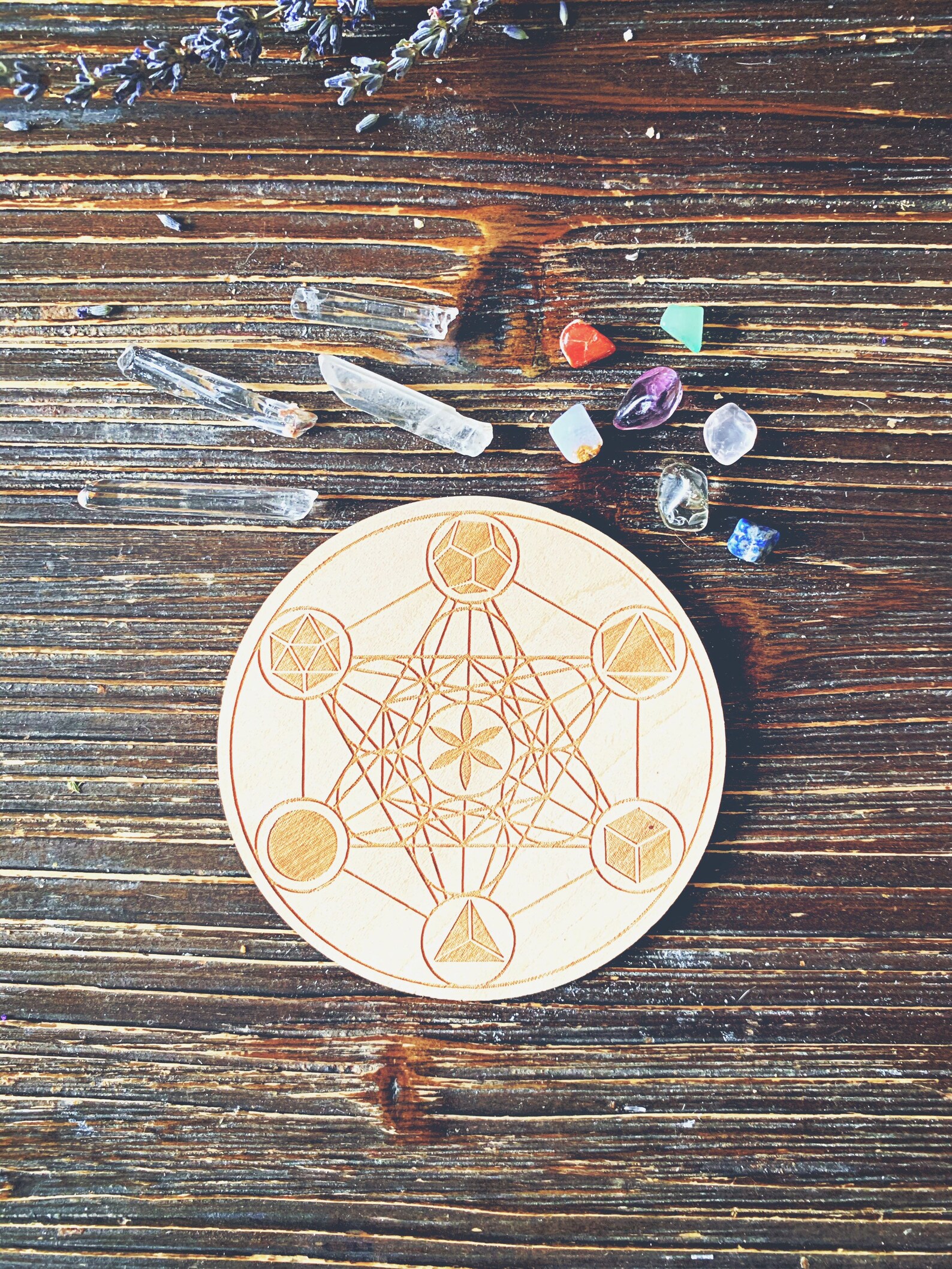Sacred Geometry Wooden Crystal Grid Kit