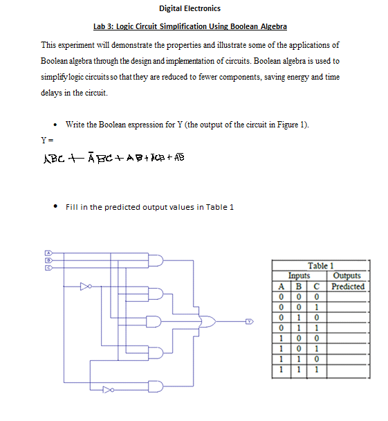 (Solved) : Digital Electronics Lab 3 Logic Circuit Simplification Using ...