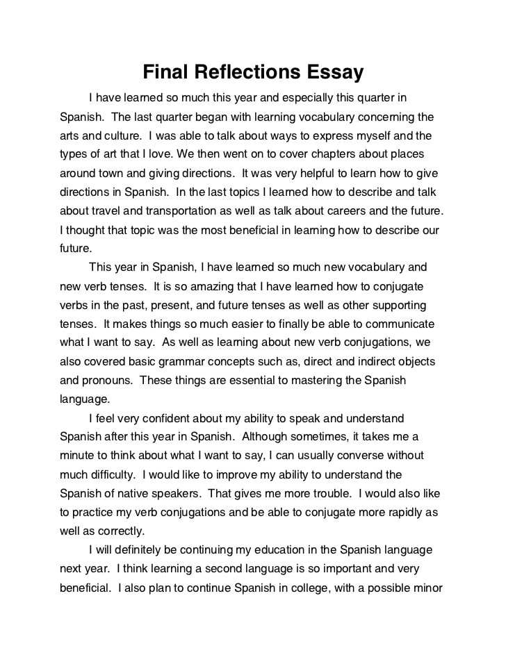 Spanish final reflections essay