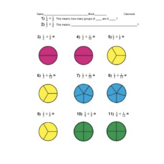 Student visualize the meaning behind division of fractions by ...