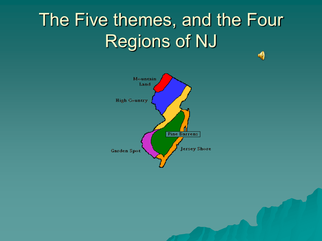 The Five themes, and the Four Regions of NJ