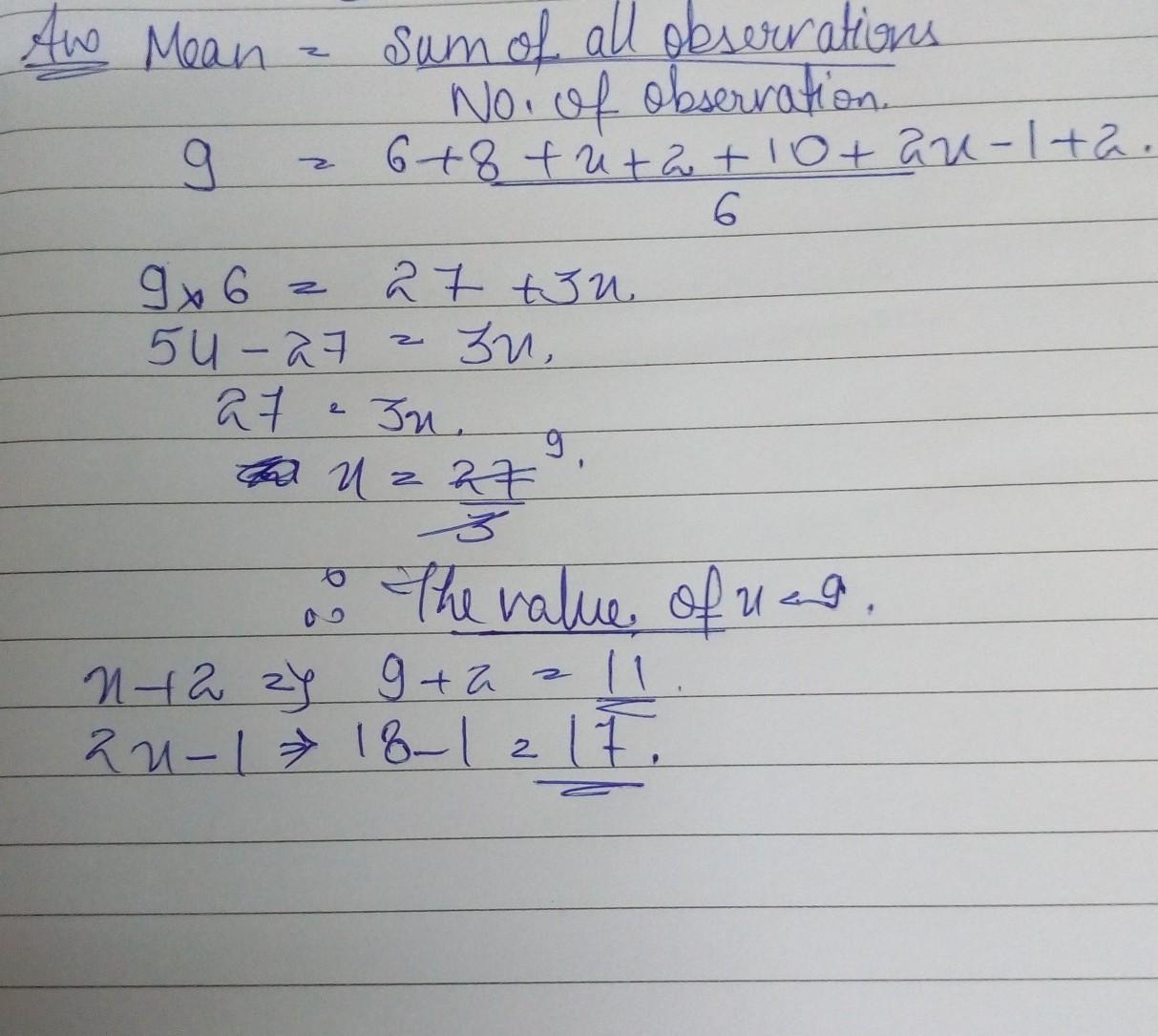 The mean of 6,8,x + 2, 10, 2x
