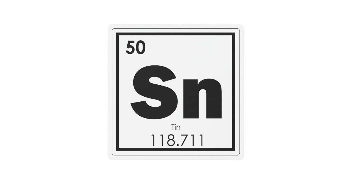 Tin chemical element symbol chemistry formula geek metal print