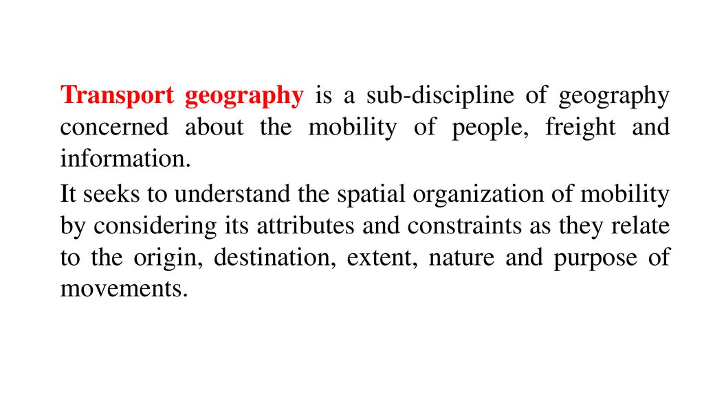 Transportation and Geography