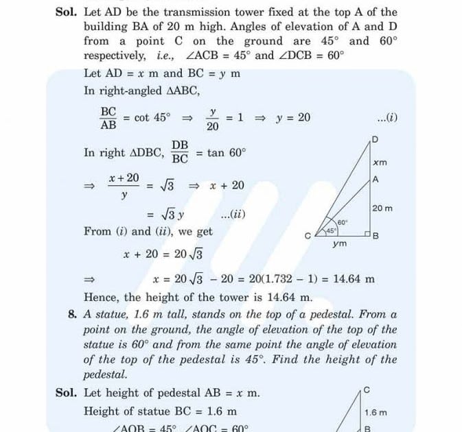 Trig Applications Geometry Chapter 8 Packet Key / NCERT Solutions for ...