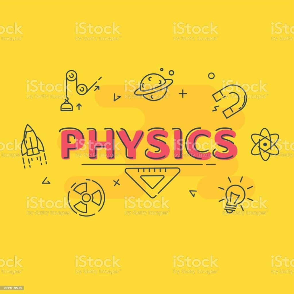 Vector Outline Science Symbol Made With Word Physics And Icons Stock ...