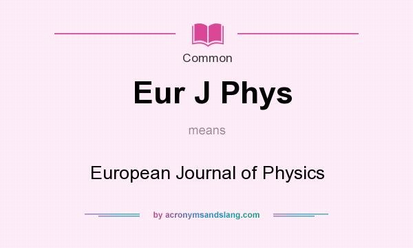 C f meaning. European Journal of physics. Журнал European Journal of physics.