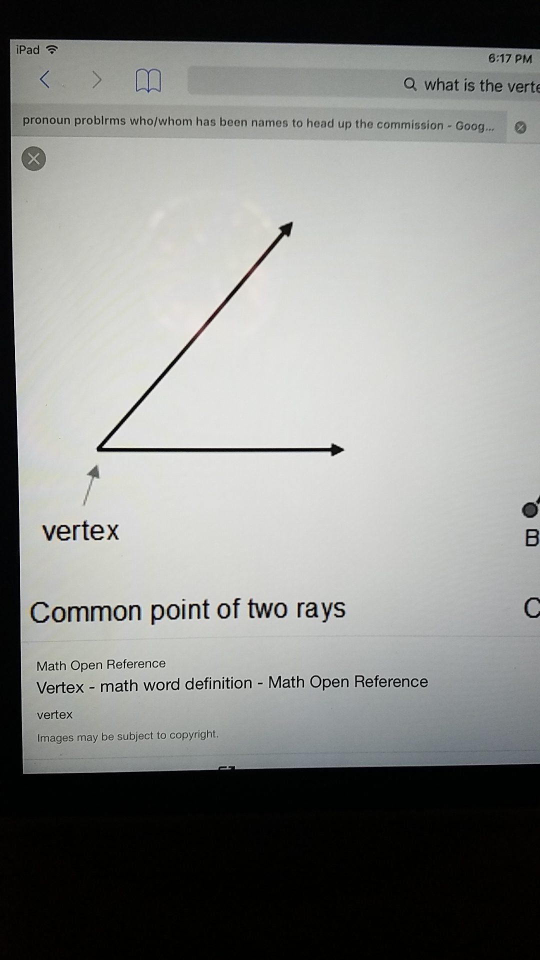 what does vertex mean in math