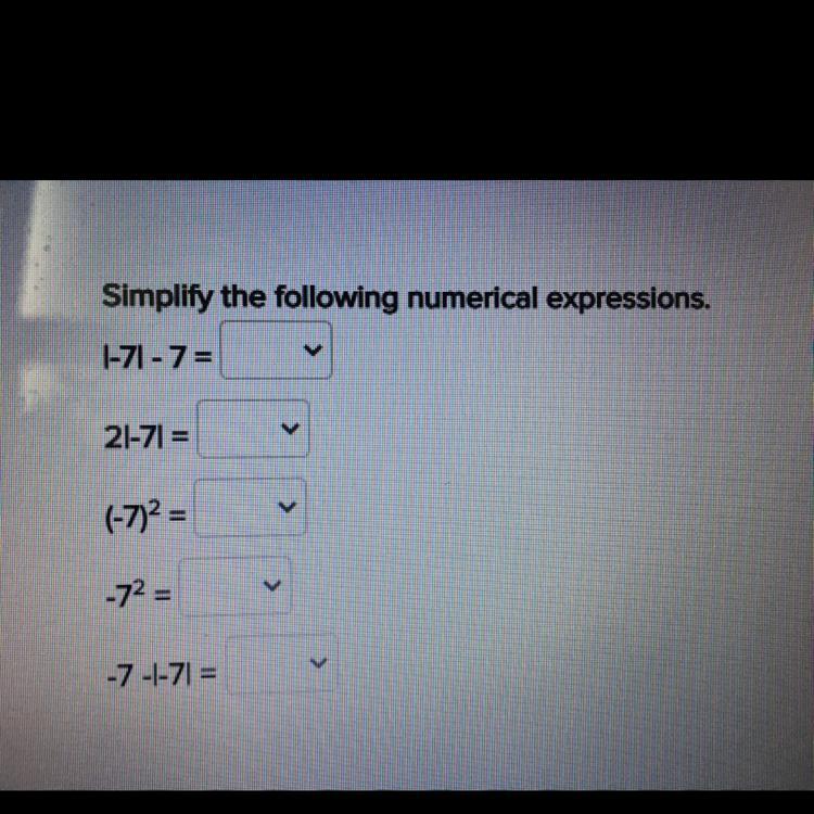 ðSimplify the following numerical expressions. Choose from the numbers ...